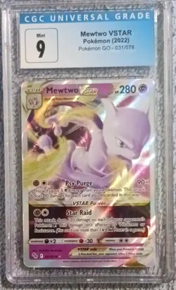Pokemon Mewtwo VSTAR 031/078 Ultra Rare Full Art Holo CGC 9 Pokemon GO - Image 1