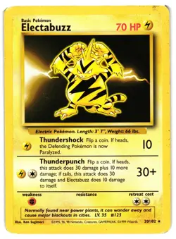 Pokemon TCG Electabuzz 20/102 Rare Base Set Unlimited DMG - Image 1