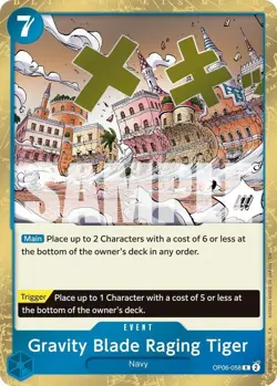 One Piece TCG - Gravity Blade Raging Tiger R PRB02 OP06-058 ENG NM - Image 1