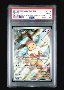 Eevee SVP-EN 173 Pokemon Prismatic Evolutions Pokemon Center ETB Promo PSA 9 - Image 1