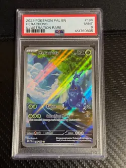 2023 POKEMON PAL EN-PALDEA EVOLVED ILLUSTRATION RARE #194 HERACROSS PSA 9 - Image 1