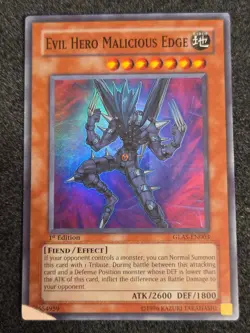 Yugioh! Evil Hero Malicious Edge - GLAS-EN003 - Super Rare - 1st Edition MP - Image 1