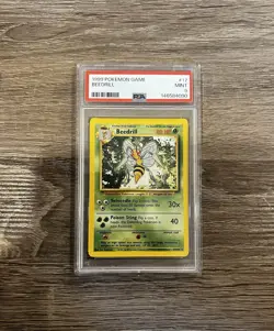 PSA 9 Beedrill Pokemon Card 17/102 Base Set 1999 Mint Freshly Graded Rare - Image 1