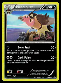 Pokemon Card Emerging Powers Mandibuzz 69/98 Rare - Image 1