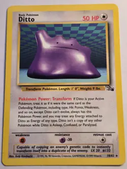 Pokemon TCG Ditto Card 18/62 Fossil Regular Non-Holo Rare, LP Condition - Image 1