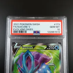 PSA 10 Suicune V 173/203 Pokemon Evolving Skies Full Art Graded Card - Image 2