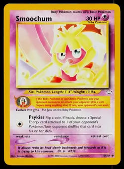 Pokemon Card Smoochum 54/64 Neo Revelation Common - Image 1