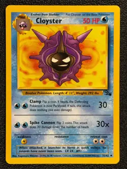 Cloyster 32/62 Base Set Series Fossil UNCOMMON Stage 1 Pokemon Card 1999 WOTC NM - Image 1