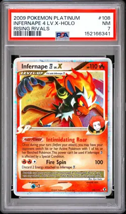 2009 POKEMON PLATINUM RISING RIVALS #108 INFERNAPE 4 LV.X-HOLO PSA 7 - Image 1