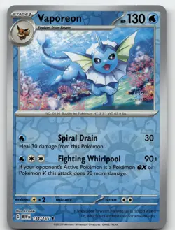 VAPOREON 134/165 RARE REVERSE HOLO 151 POKEMON NEAR MINT - Image 1