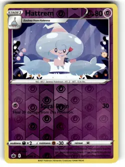 Pokemon TCG Chilling Reign - Hattrem 072/198 (Reverse Holo) - Image 1