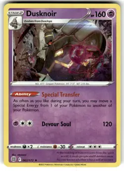 DUSKNOIR 062/172 BRILLIANT STARS POKEMON (HOLO RARE, NM) - Image 1