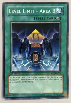 YuGiOH Level Limit - Area B SD3-EN024 Common 1st Edition NM - Image 1