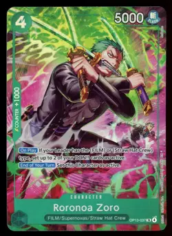 RORONOA ZORO One Piece Adventure on Kami's Island Treasure Rare #OP13-037 TR - Image 1