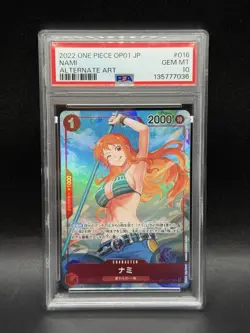 2022 ONE PIECE JAPANESE OP01-ROMANCE DAWN #016 NAMI ALTERNATE ART PSA 10 - Image 1