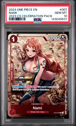 One Piece TCG Nami 2023 CS Stamp Celebration Pack Championship ST01-007 PSA 10 - Image 1