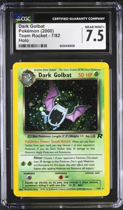 CGC 7.5 Dark Golbat Team Rocket 7/62 Holo Rare Pokemon Card NM+ psa - Image 1