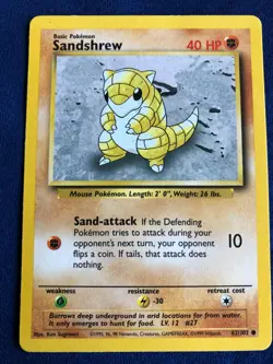 POKEMON BASE SET SANDSHREW #62/102 UNLIMITED COMMON - Image 5