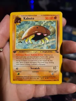 Pokemon TCG 1st Edition Kabuto Fossil 50/62 Regular 1999-2000 Wizards Base Set - Image 1