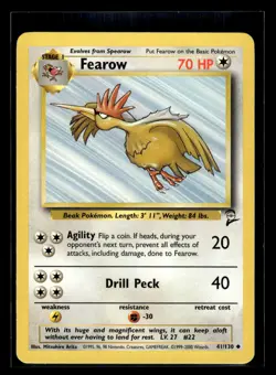 2000 Pokemon Game Base Set 2 #041/130 Fearow NM-Mint+ - Image 1