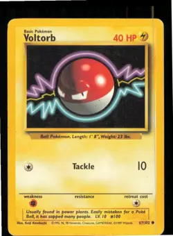 Voltorb 67/102 Common Base Set Unlimited Pokemon Moderately Played - Image 1
