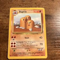 Dugtrio 19/102 Rare Base Set Unlimited Pokemon Lightly Played - Image 1