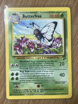 Pokemon TCG Butterfree 34/130 Base Set 2 Regular Grass Moderately Played English - Image 1
