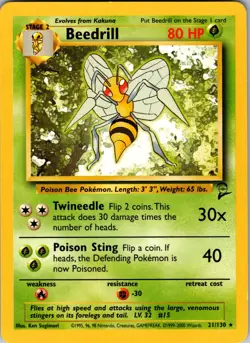 Beedrill 21/130 2000 Base Set 2 Regular Rare LP - Image 1