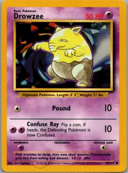 Drowzee 49/102 Common Base Set Unlimited Pokemon Near Mint - Image 1