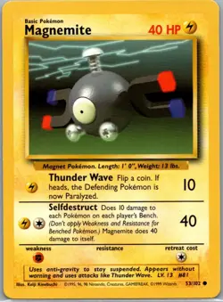 Magnemite 53/102 Common Base Set Unlimited Pokemon Near Mint - Image 1