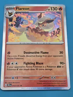2025 Pokemon Prismatic Evolutions Flareon Holo Rare 013/131 NM - Image 1