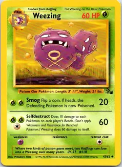 Weezing 45/62 Uncommon Fossil Pokemon Unlimited MP - Image 1