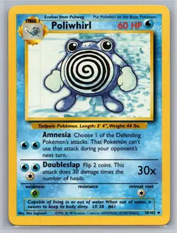 Poliwhirl 38/102 Uncommon Base Set Unlimited Pokemon Moderately Played - Image 1