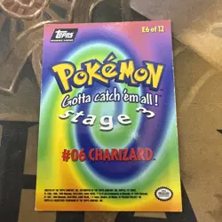 Pokemon Topps #06 Charizard E6 of 12 Non-Holo Vintage 1999 Blue Logo T12 - Image 2