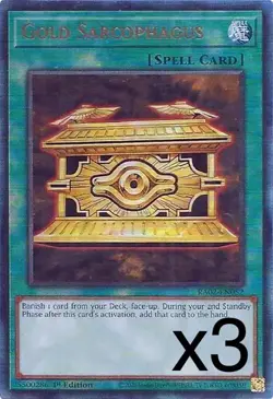 3X Yugioh Gold Sarcophagus RA02-EN052 1st Edition Prismatic Ultimate Rare NM - Image 1