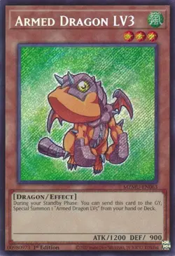 Yugioh! Armed Dragon LV3 - MZMU-EN063 - Secret Rare - 1st Edition Near Mint, Eng - Image 1