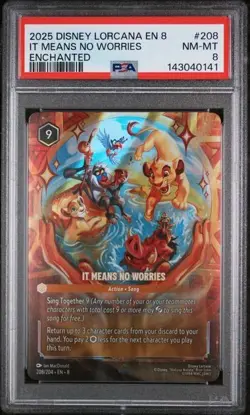 2025 DISNEY LORCANA EN 8-REIGN OF JAFAR #208 IT MEANS NO WORRIES ENCHANTED PSA 8 - Image 1