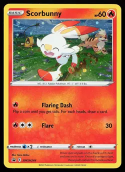 Scorbunny SWSH244 Cosmos Holo Promo Sword & Shield Promo Pokemon Card - Image 1