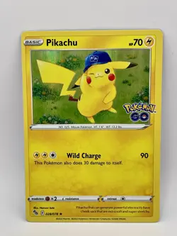 Pikachu 028/078 Holo Pokemon GO Set – Baseball Cap – LP/NM Pokemon TCG Card - Image 1