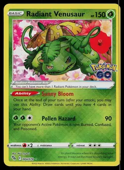 Pokemon Card Pokemon GO Radiant Venusaur 004/078 Radiant Rare Holo - Image 1