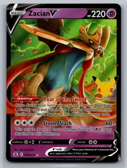Zacian V Celebrations #016/025 Ultra Rare,Holo Pokemon Card - Image 1