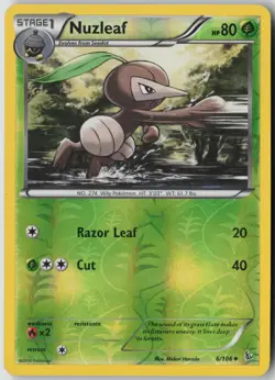 Nuzleaf 6/106 Uncommon Flashfire Pokemon Reverse Holo Lightly Played - Image 1