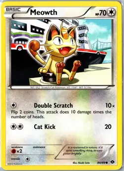 Pokemon Card - Meowth Next Destinies 80/99 2012 Common Lightly Played - Image 1