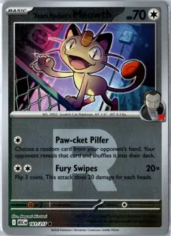 Team Rocket's Meowth (Team Rocket) Ascended Heroes 161/217 Holo Reverse Holo NM - Image 1