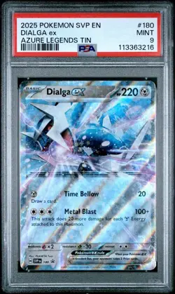 2025 Black Star Promo Azure Legends Tin# 180 Dialga EX PSA 9 Card MINT Free Ship - Image 1