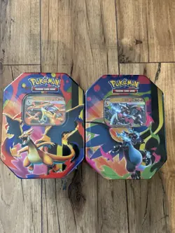 2 Pokemon TCG Mega Charizard X + Y ex Tin Bundle Sealed New - Image 1