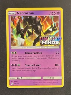 Pokemon Necrozma SM204 Prerelease Promo Unified Minds Holo Near Mint - Image 1