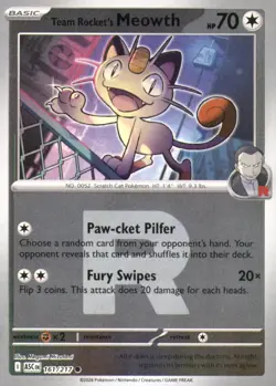 TEAM ROCKET'S MEOWTH 161/217 HOLO ASCENDED HEROES POKEMON REVERSE HOLO NM/M - Image 1
