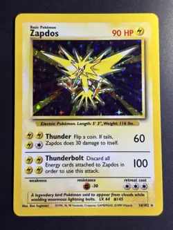 Wizards of the Coast Pokemon TCG Zapdos 16/102 Base Set Holo Rare Unlimited - Image 2
