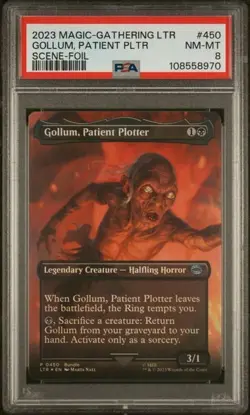 2023 MAGIC THE GATHERING TALES OF MIDDLE-EARTH #450 GOLLUM, PATIENT PLTR PSA 8 - Image 1